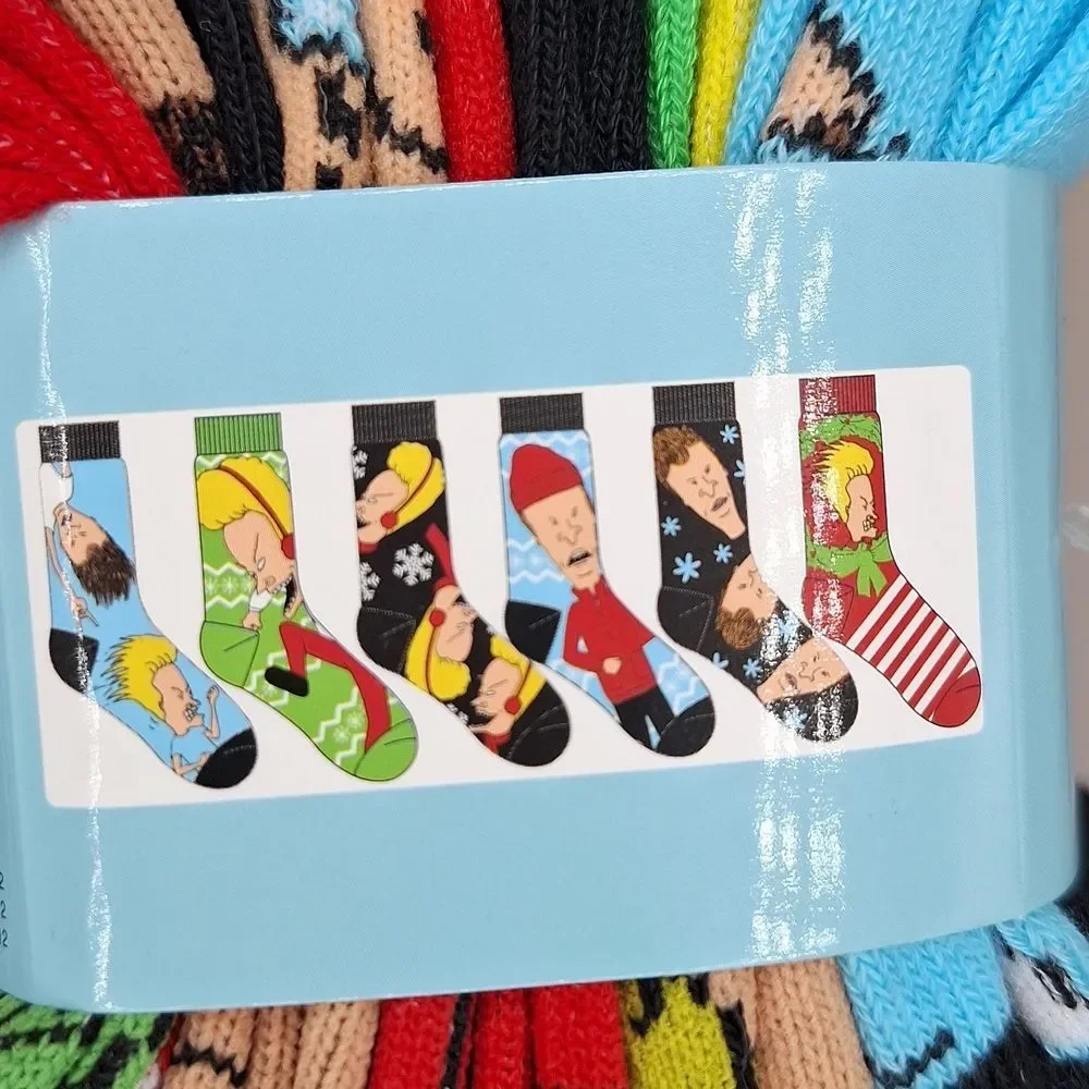Beavis and butthead MTV Christmas socks 6 PAIR HOLIDAY
